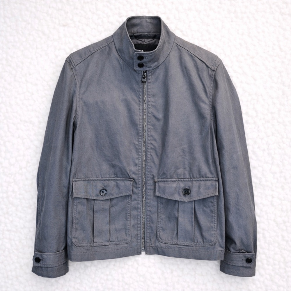 Banana Republic Men's Steel Gray Lightweight Safari Jacket Small Nylon Canvas